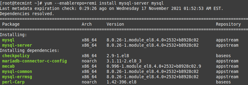 Install MySQL in Linux