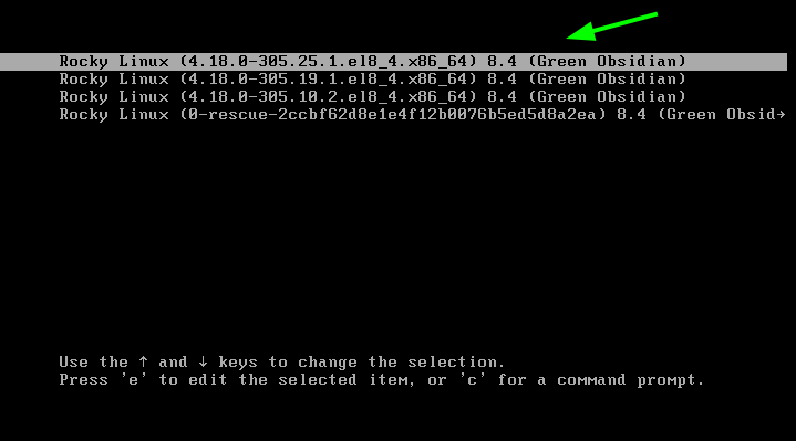 Rocky Linux Boot Menu