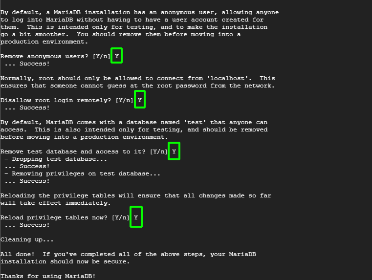 Secure MariaDB Installation