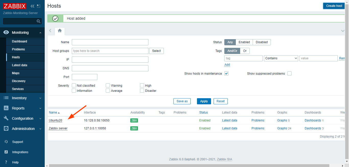 Supervisión de Zabbix Docker