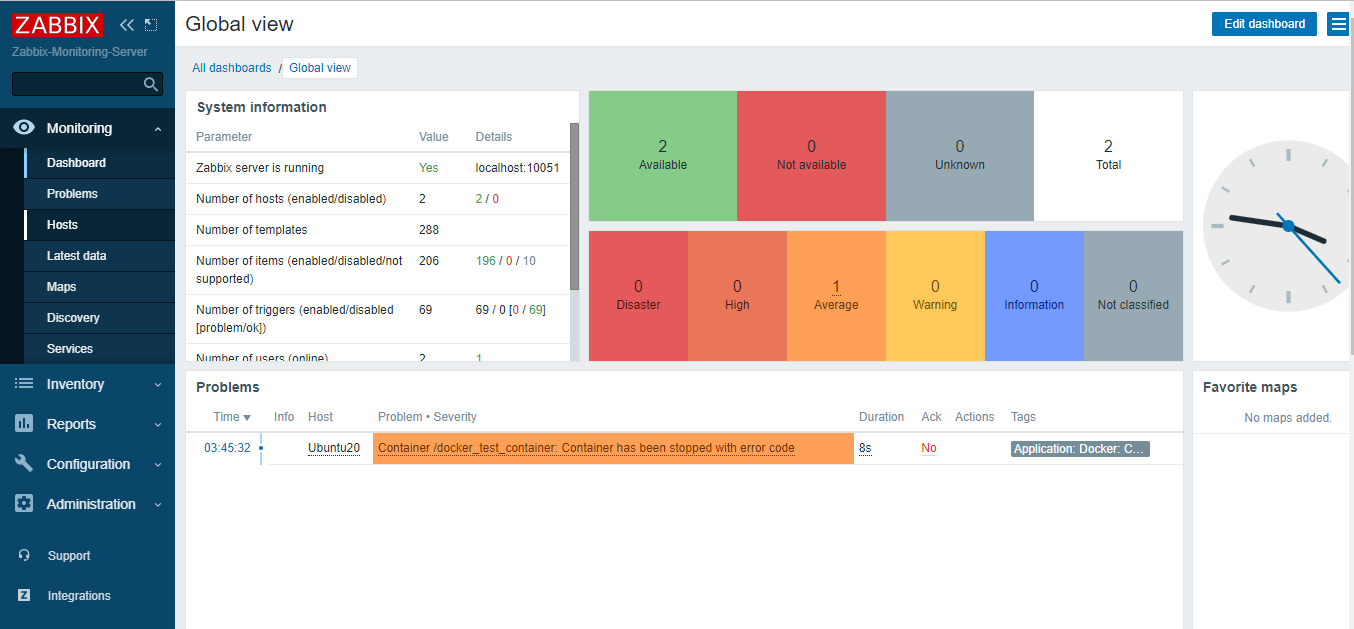 Advertencias de Zabbix Docker