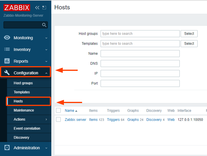 Configuración del servidor Zabbix