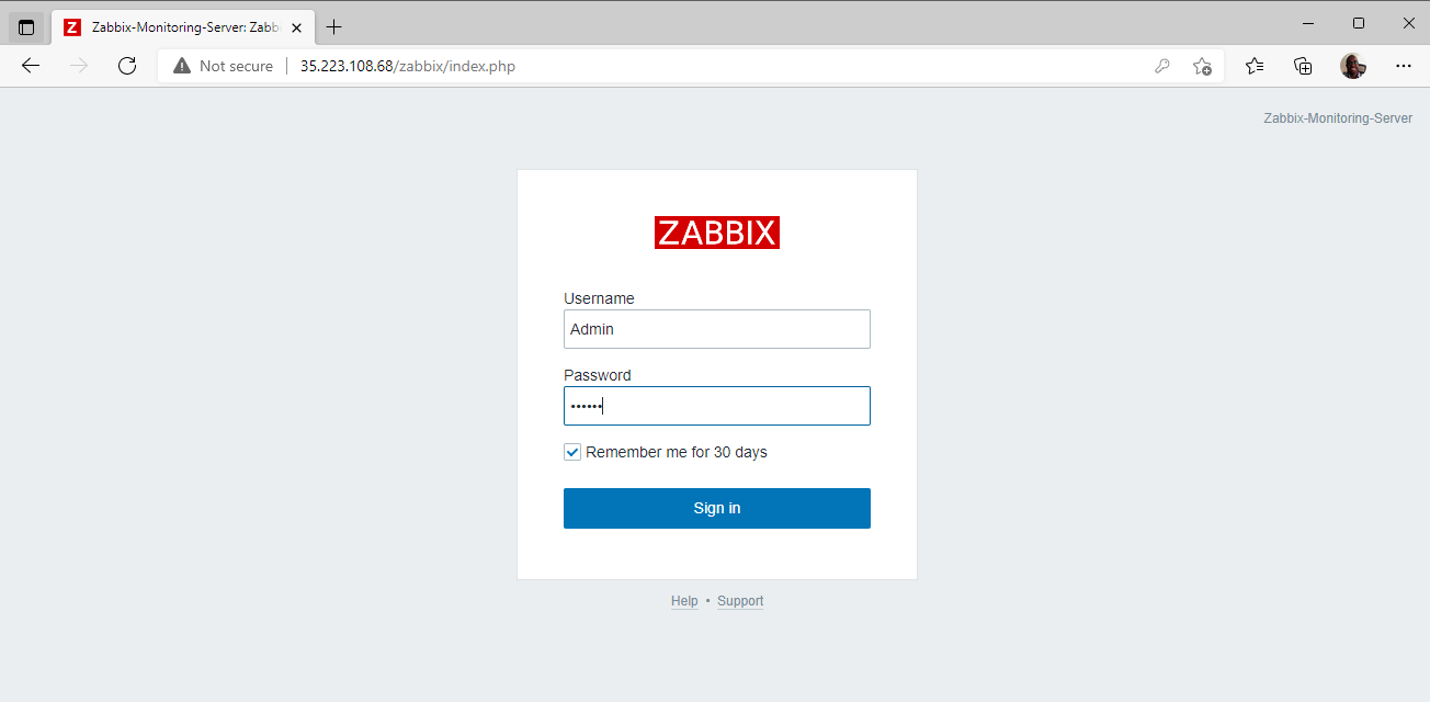 Zabbix Login