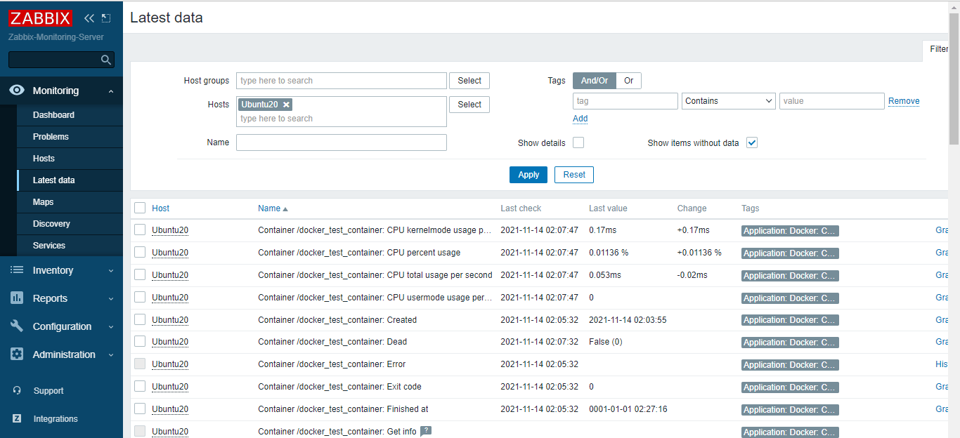 Zabbix Monitoring Dcoker Host