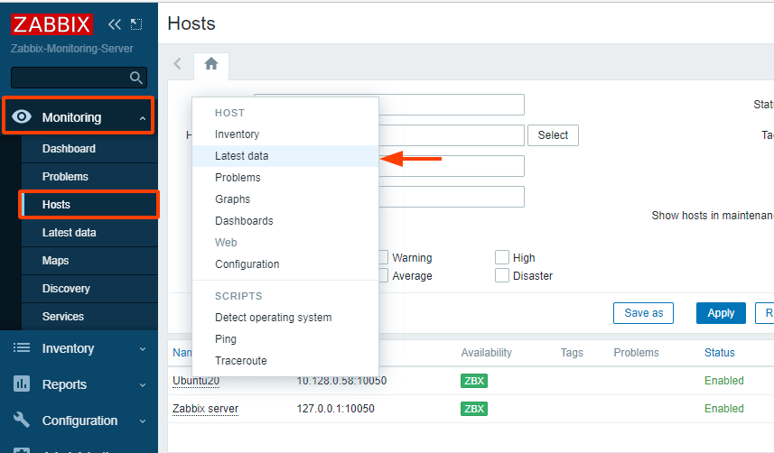 Servidores de monitoreo Zabbix