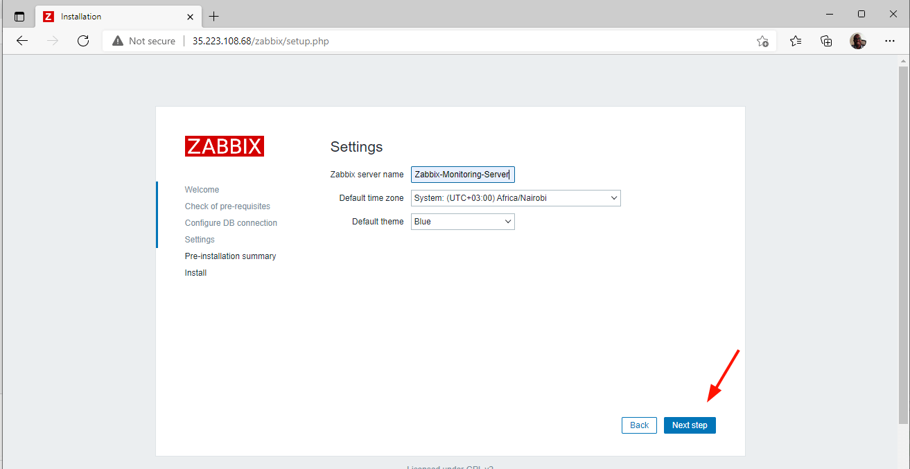 Zabbix Server Details