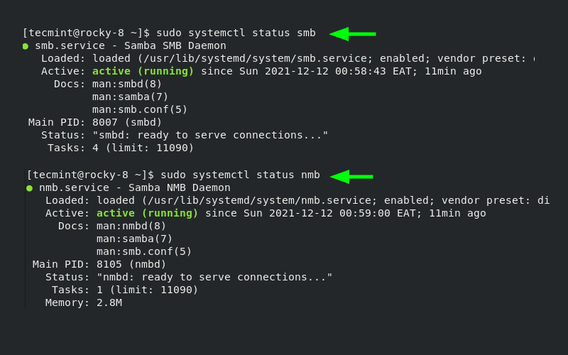 Verify Samba Status