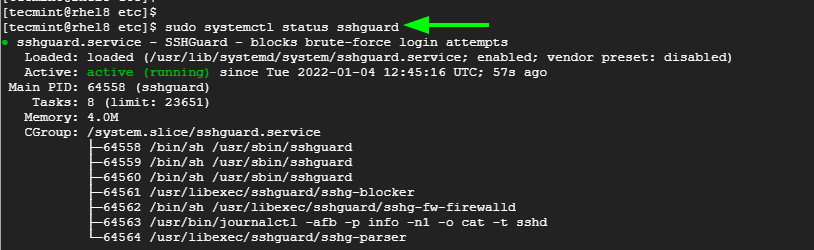 Check SSHGuard in RHEL