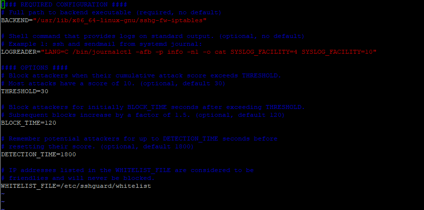 SSHGUARD Configuration File
