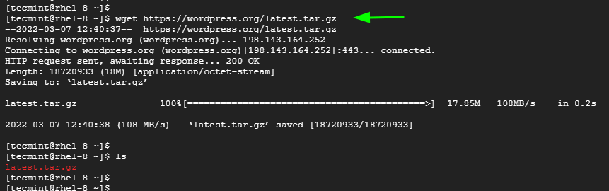 Download WordPress in RHEL