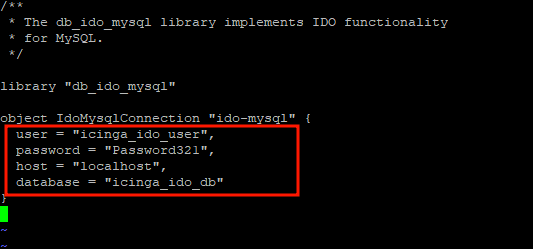 Icinga-IDO-MySQL Database Settings