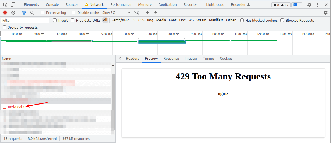 Nginx 429 Too many requests Error