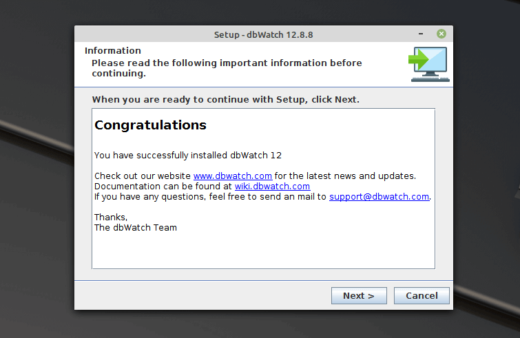 dbWatch Installation Completes