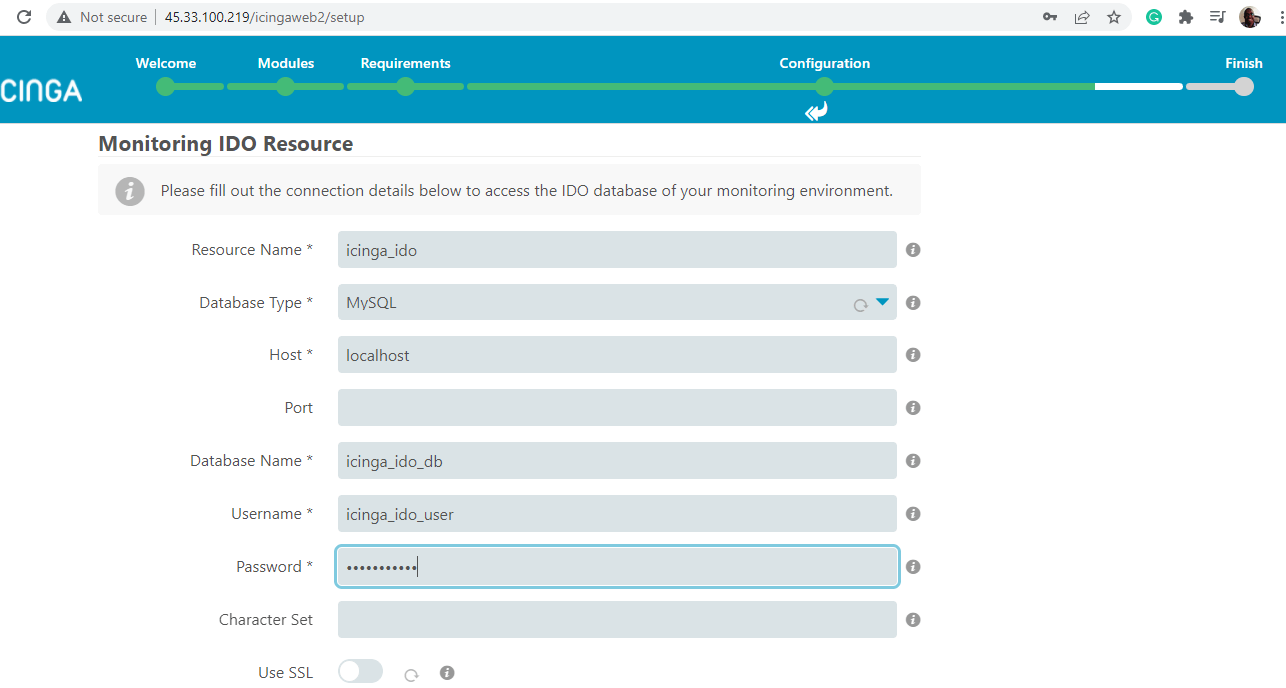 Icinga-IDO-Mysql Database Settings