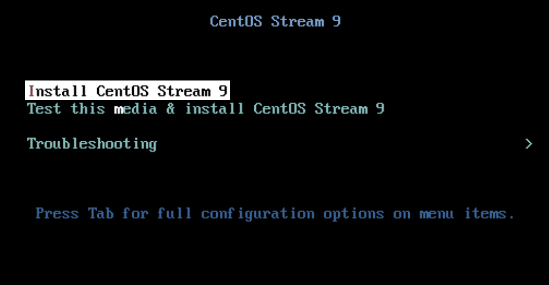 CentOS Stream Boot Menu