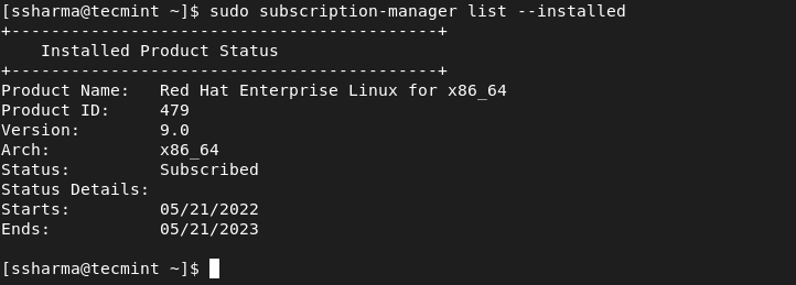 Check RHEL 9 Subscription