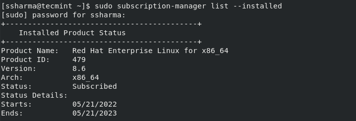 Check RHEL Subscription