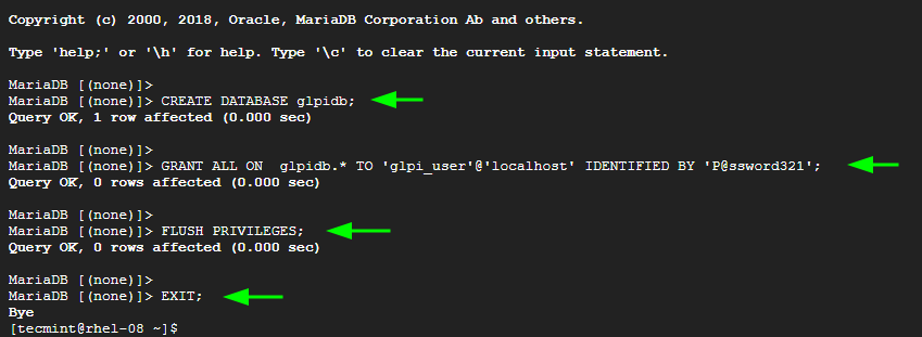 Create GLPI Database