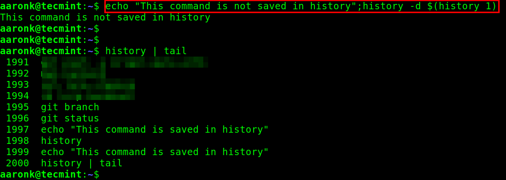 Delete Linux Command History After Running