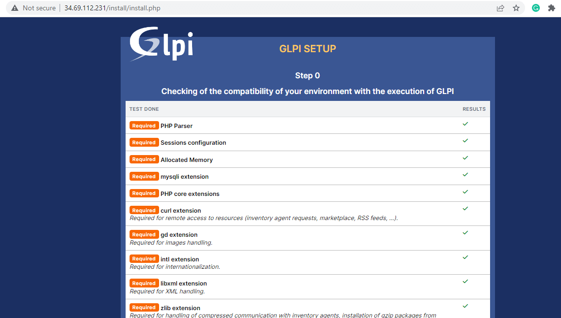 GLPI Required PHP Modules