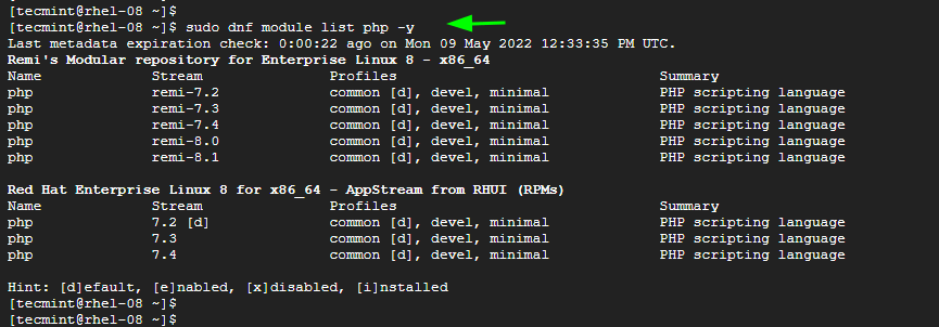 List PHP Modules