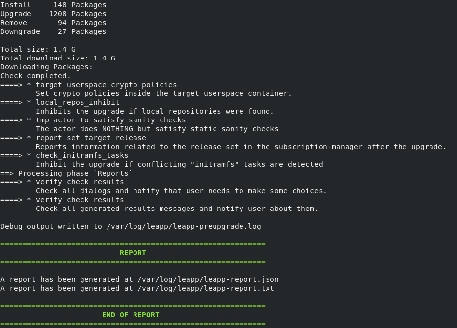 RHEL Pre-upgrade Summary