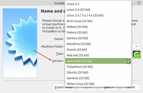 VirtualBox Version Option