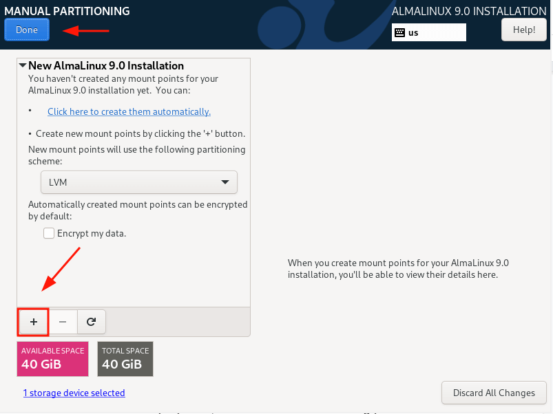 AlmaLinux Disk Partitioning