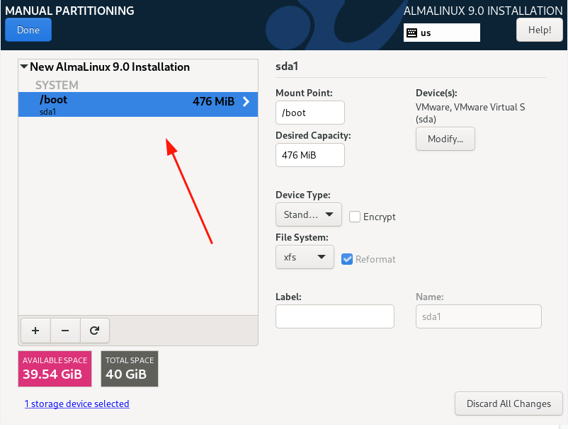 Boot Partition Created