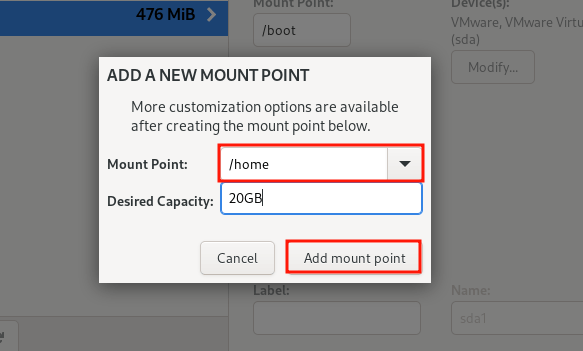 Create Home Partition