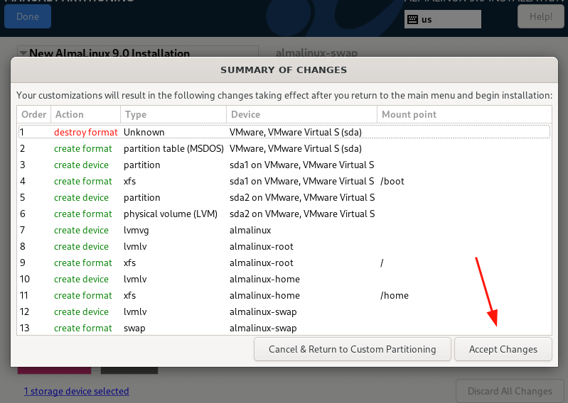 Disk Partitioning Changes