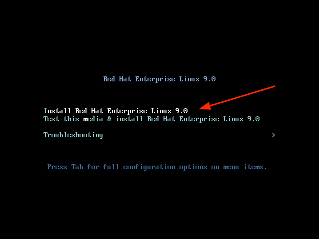 RHEL 9 Boot Menu