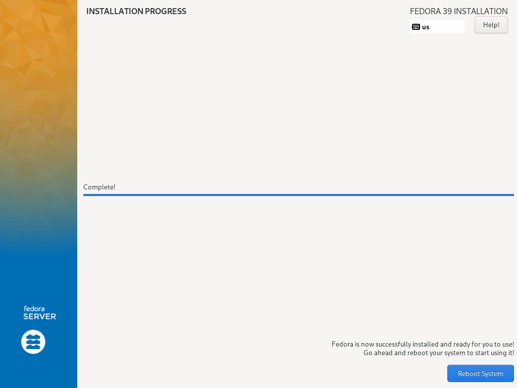 Fedora Installation Completed