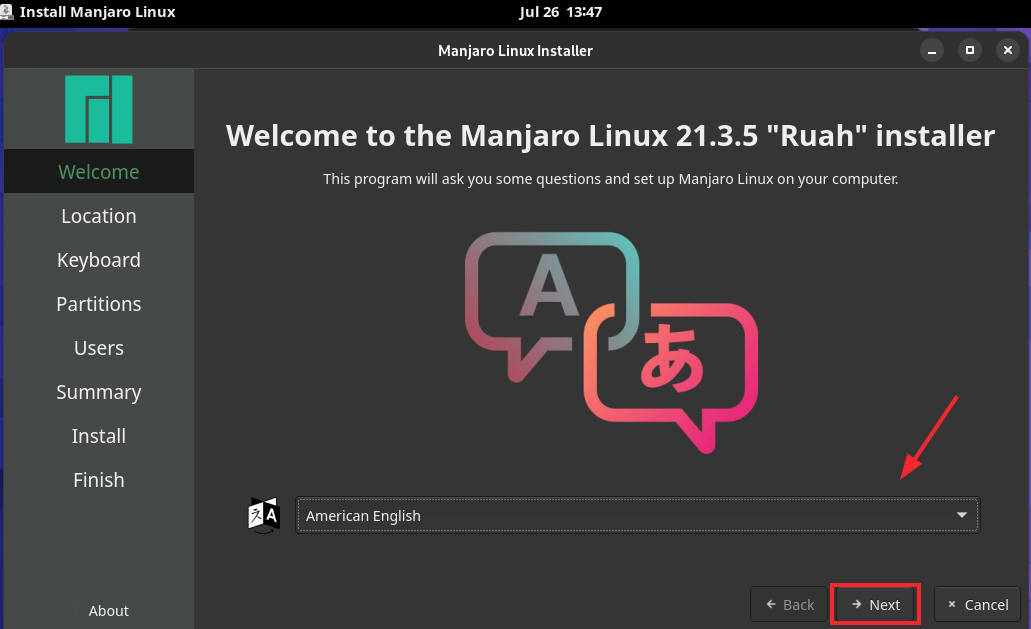 Manjaro Installation Language