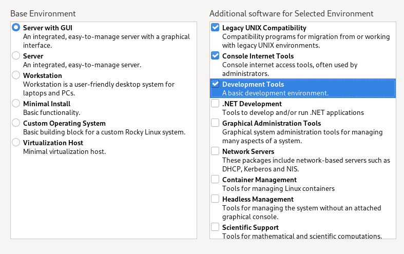 Choose Rocky Linux Software