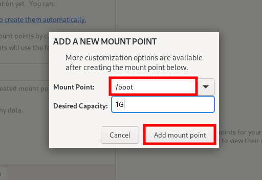 Create Boot Partition