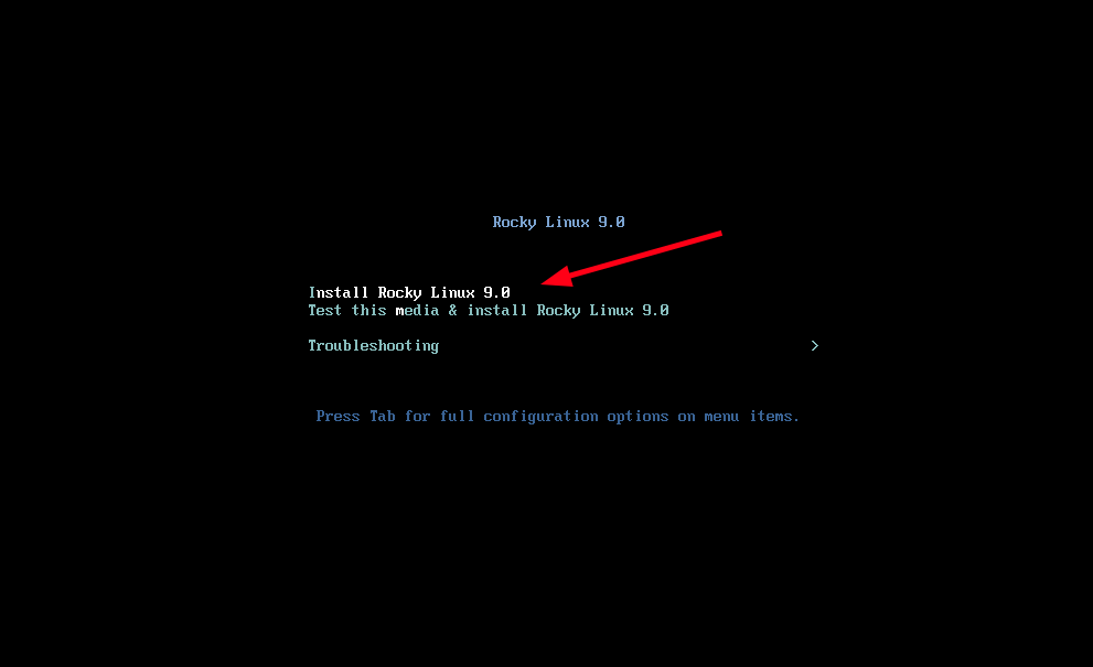 Rocky Linux 9 Boot Menu
