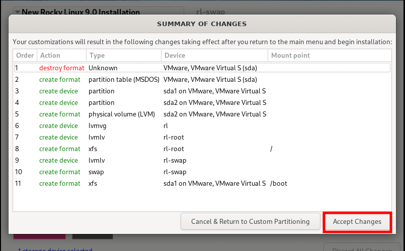 Rocky Linux Disk Changes