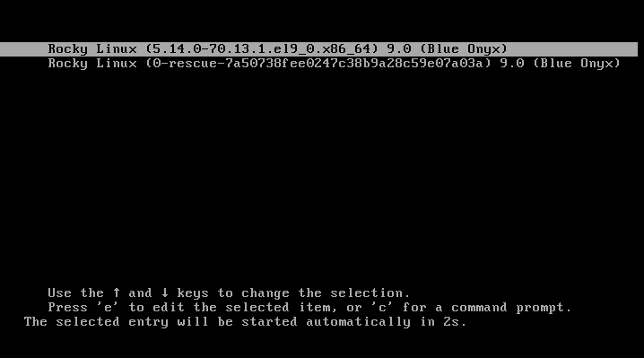 Rocky Linux Grub Menu