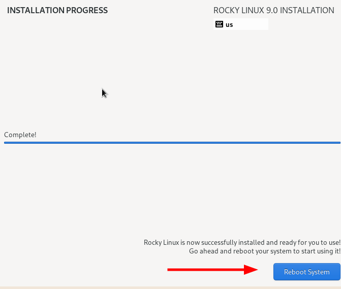 Rocky Linux Installation Completes