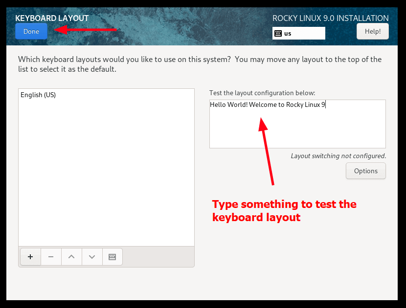 Rocky Linux Keyboard Layout