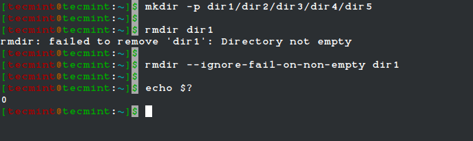 rmdir - Directory not empty Error