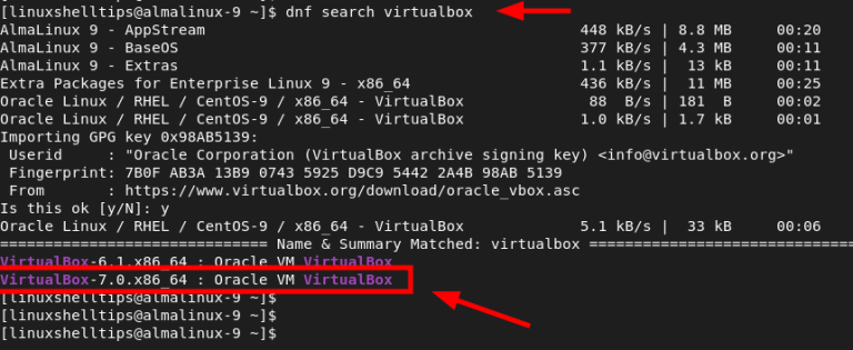 Virtualbox Output How to Install and Use VirtualBox 7.0 in AlmaLinux