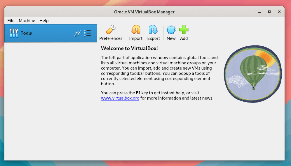 Oracle VM Virtualbox Manager 