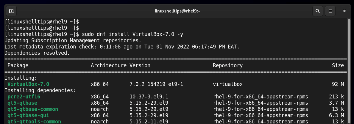 Install VirtualBox in RHEL 