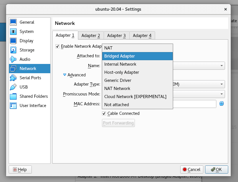 Virtual Machine Network Settings