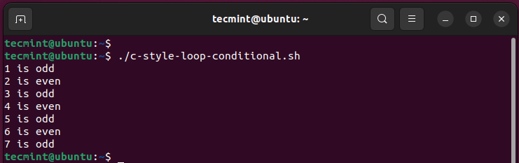 Bash C-styled For Loops Conditional Statements Example