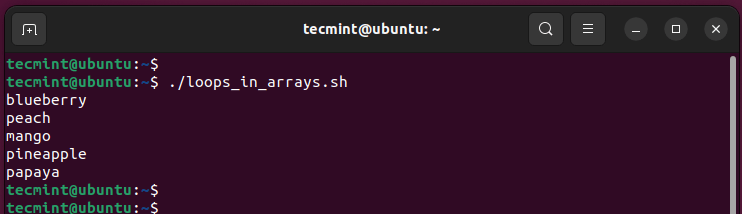 Bash For Loop Array Example