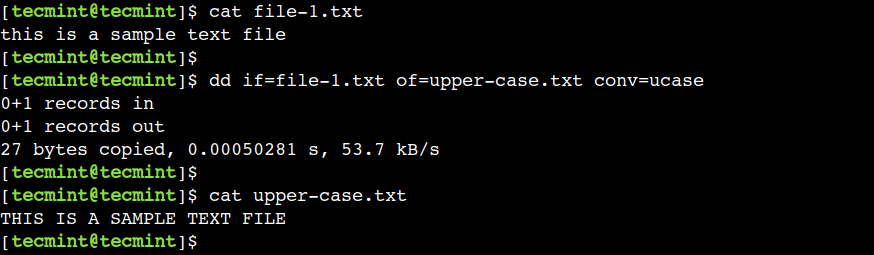 Convert Text from Lowercase to Uppercase in Linux