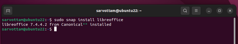 Install LibreOffice in Ubuntu Using Snap
